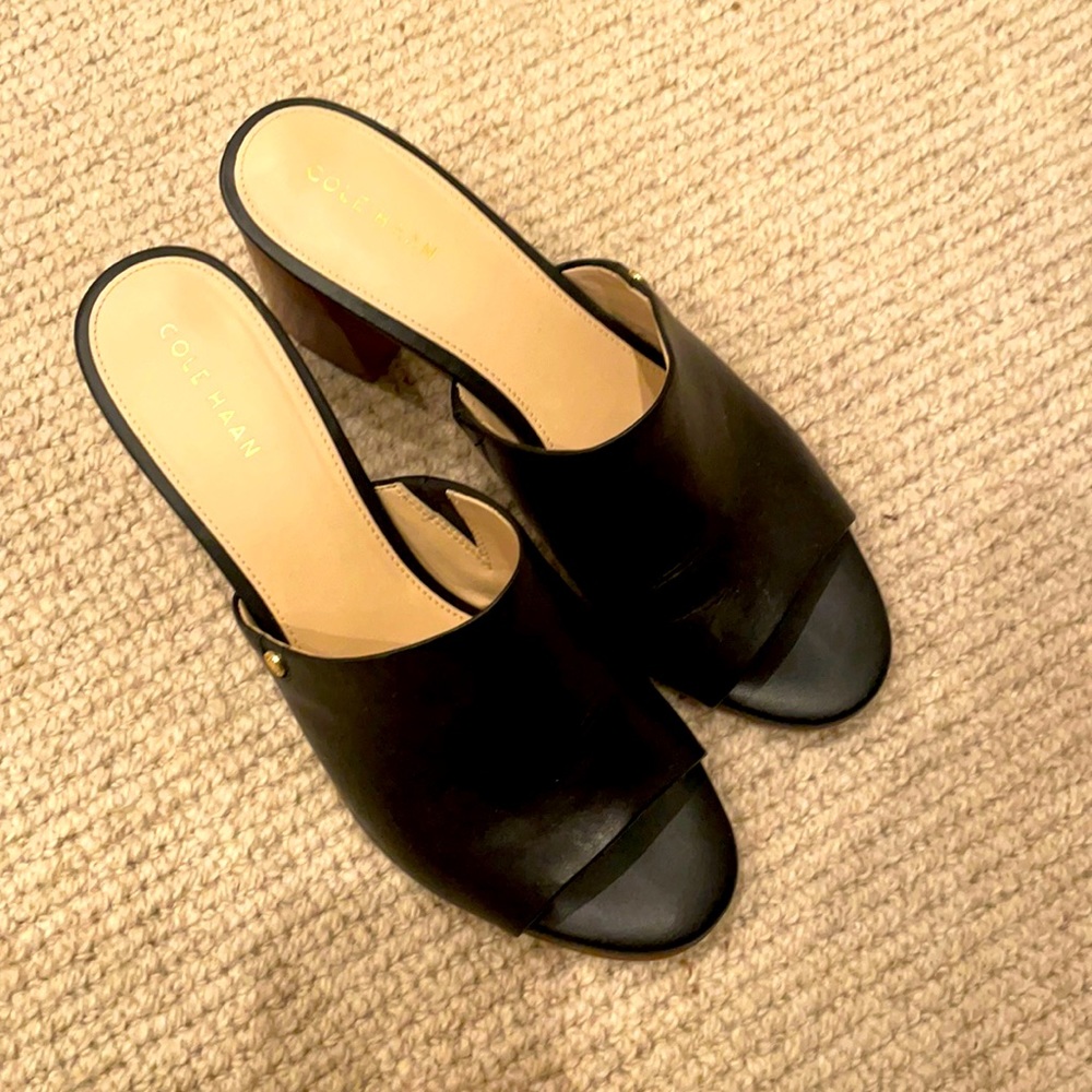 Black Cole Haan mules size 8